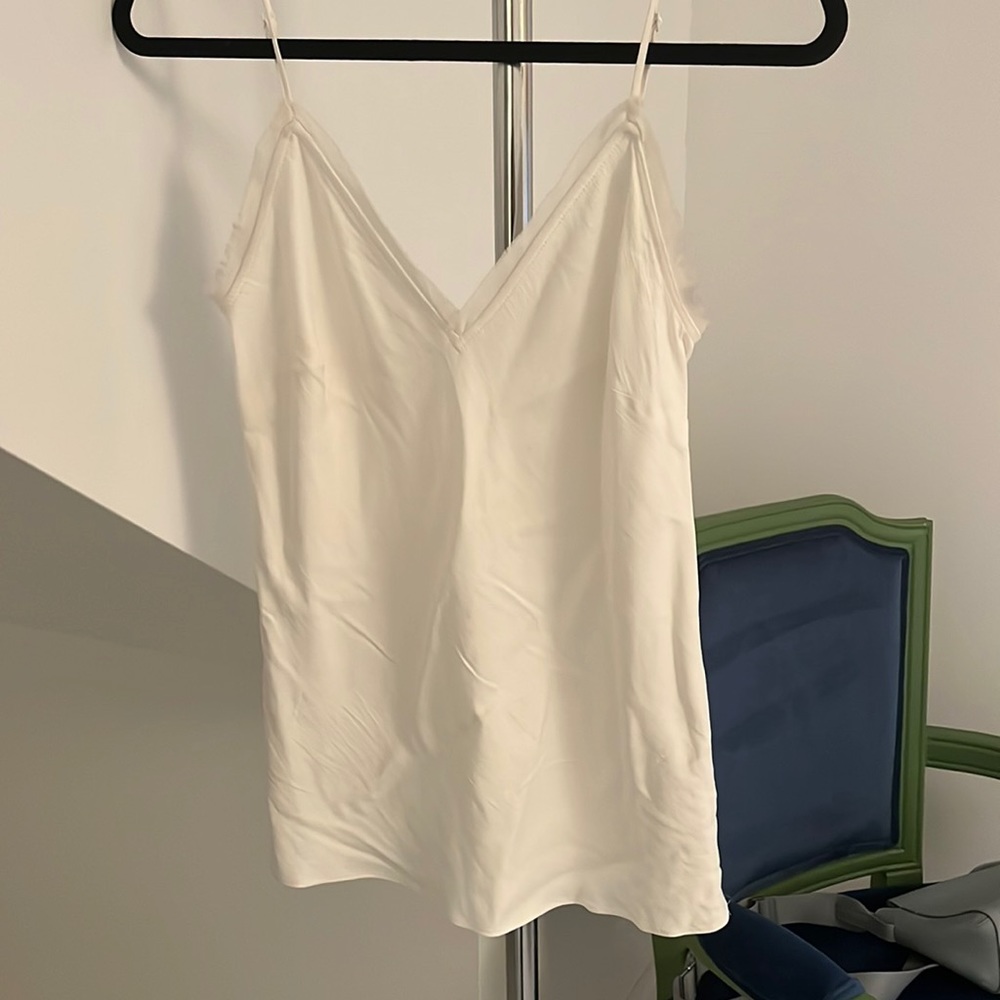 Frame white tank top with fringe . Size S like brand new